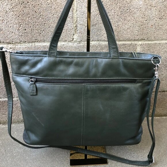 PICARD Crossbody Shoulder Purse Satchel Green Leather Zipper Designer - Picture 1 of 11